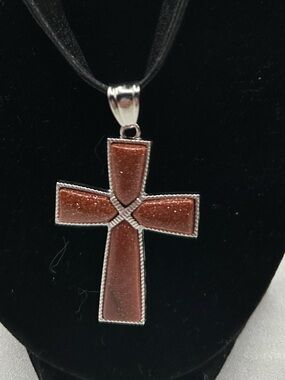 Goldstone Cross Pendant